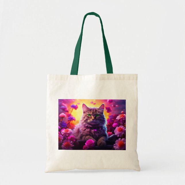 Bolso De Tela Tote Bag with Cat Illustration (Frente)