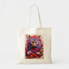 Bolso De Tela Tote Bag with Cat Illustration
