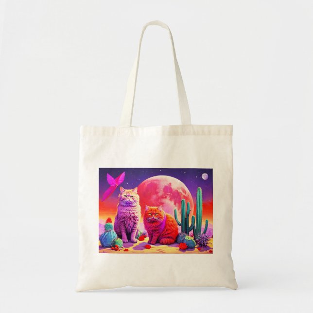 Bolso De Tela Tote Bag with Cat Illustration (Frente)