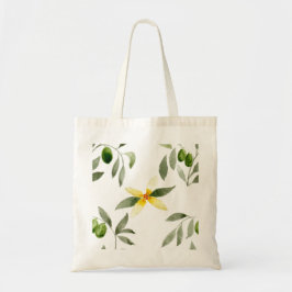Bolso De Tela Tote bag with olives, leaves and blossom design