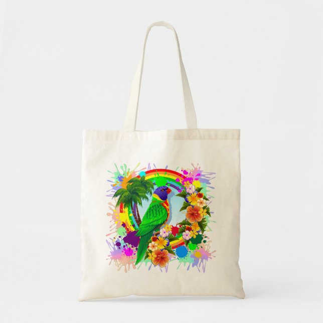 Bolso De Tela Tote_Bags de lorikeet loro arcoiris (Frente)