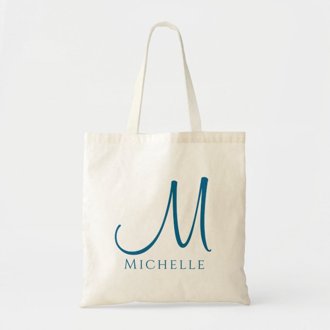 Bolso De Tela Tote Bags Nombre moderno Monograma Letra inicial (Frente)