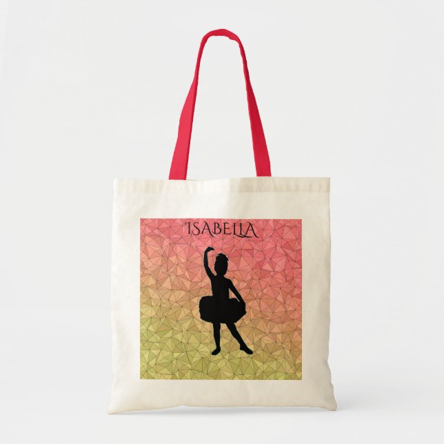 Bolso De Tela tote Ballerina con nombre personalizado. (Frente)