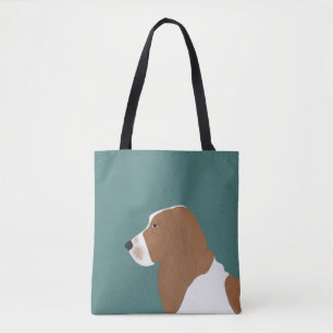 Bolso De Tela Tote Basset Hound Allover