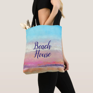 Bolso De Tela Tote Beach House Pastel Sunset