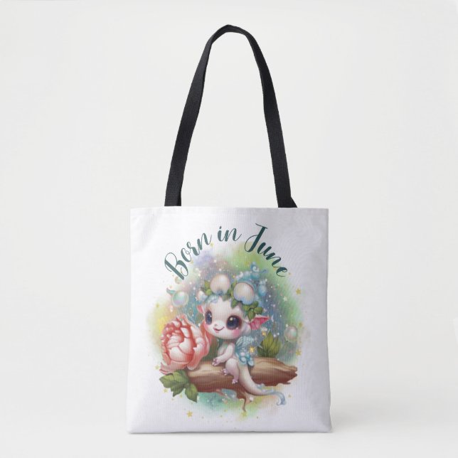 Bolso De Tela Tote Birthstone June Pearl Dragon (Anverso)