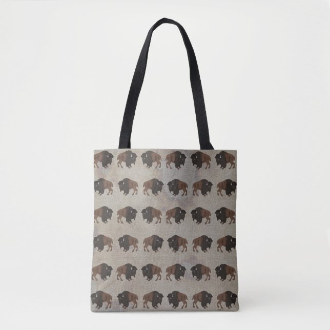 Bolso De Tela Tote Bison Allover (Anverso)