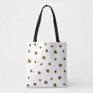 Bolso De Tela Tote blanco con flores amarillas