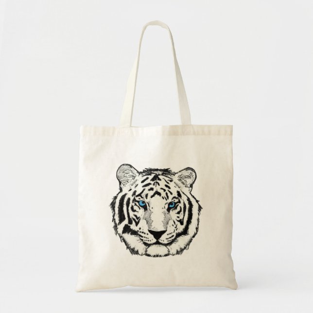 Bolso De Tela Tote blanco del tigre (Frente)