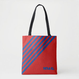 Bolso De Tela Tote blanco rojo monograma