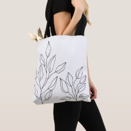 Bolso De Tela Tote blanco y negro