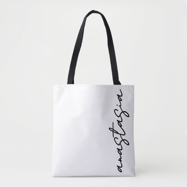 Bolso De Tela Tote blanco y negro simple personalizado - Persona (Anverso)