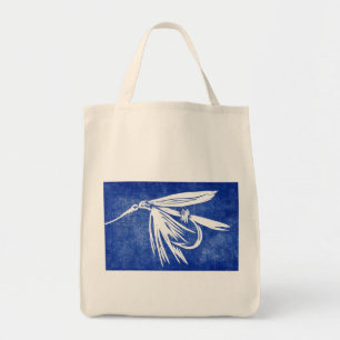 Bolso De Tela tote "Blue Wet Fly" Trout Wet Fly Groceric