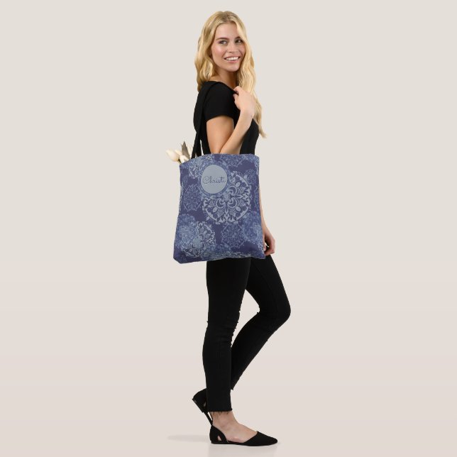 Bolso De Tela Tote Boho Denim Moody Blues Mandalas (Puesto)