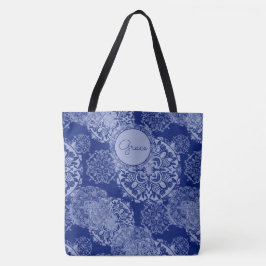 Bolso De Tela Tote Boho Moody Blues Mandalas