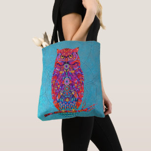 Bolso De Tela Tote Boho Owl: Arte vibrante - Estilo cotidiano