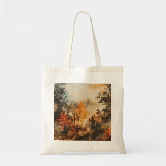 Bolso De Tela Tote Bosque Otoño Misty (Frente)