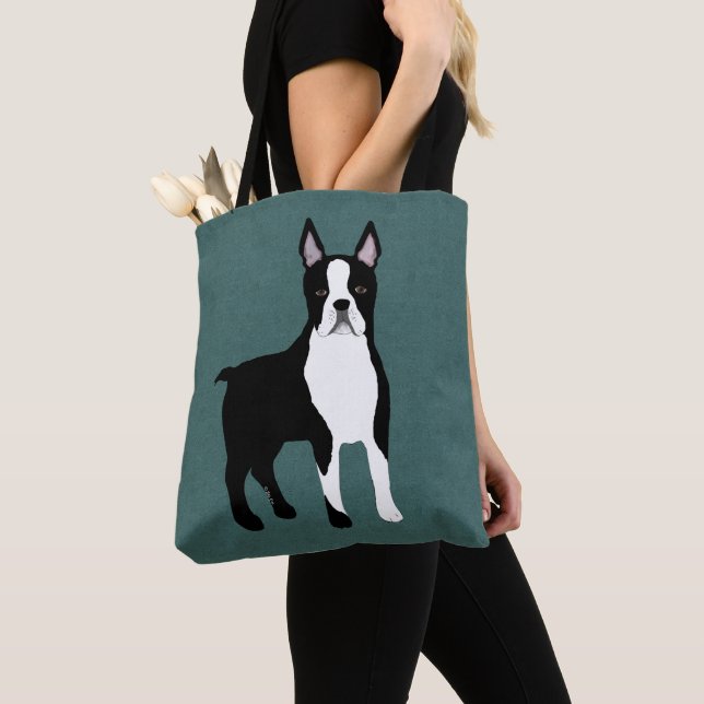 Bolso De Tela Tote Boston Terrier Allover (Detalle)