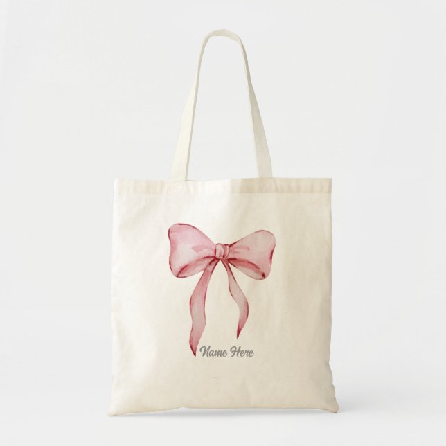 Bolso De Tela Tote Bow Rosado (Frente)