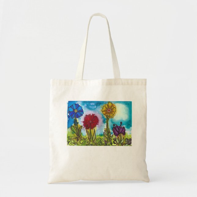 Bolso De Tela Tote brillante del jardín de cuatro flores (Frente)