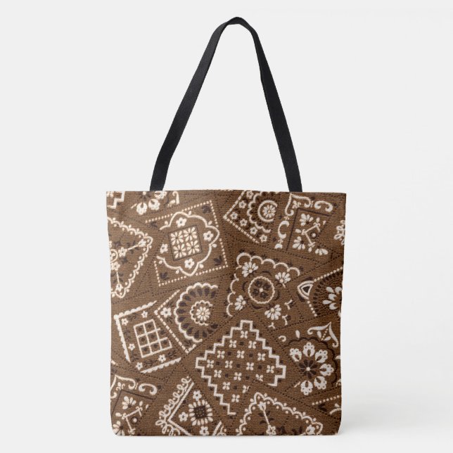 Bolso De Tela Tote Brown Bandanna (Anverso)