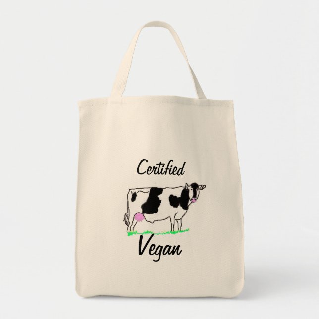 Bolso De Tela Tote certificado del ultramarinos del vegano (Frente)