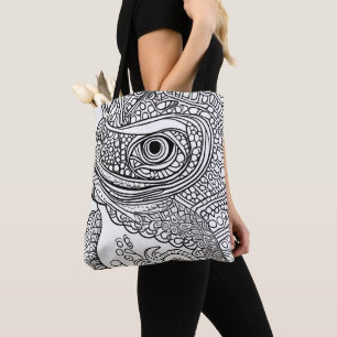 Bolso De Tela Tote Chameleon Face