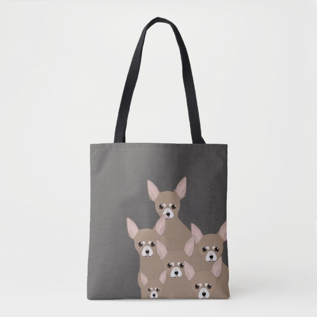 Bolso De Tela Tote Chihuahuas Allover (Anverso)