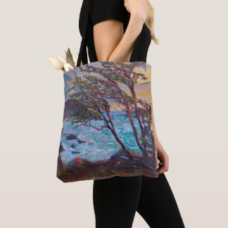Bolso De Tela Tote Ciprés Azotado por el Viento y Habitantes de 