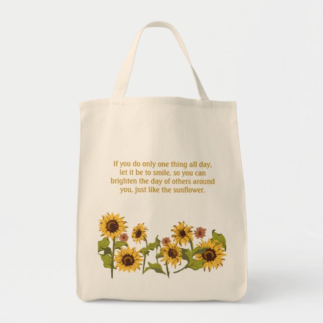 Bolso De Tela Tote - Cita sonriente giratoria con texto editable (Frente)