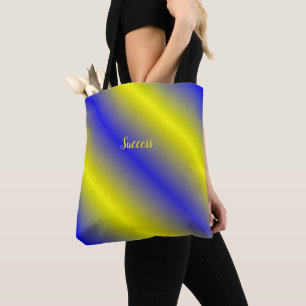 Bolso De Tela Tote Clásico Con Bandas Azules Y De Oro Amarillo
