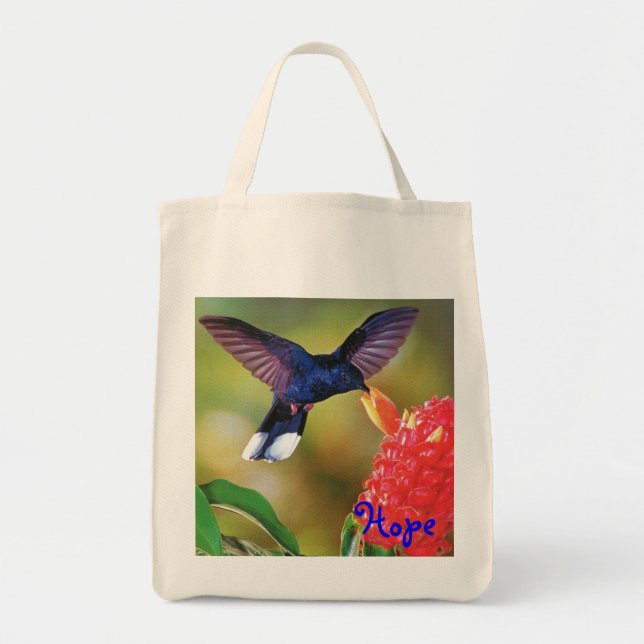 Bolso De Tela Tote "colibrí azul del ultramarinos de la (Frente)