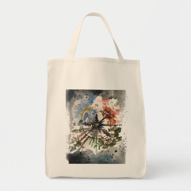 Bolso De Tela Tote Compass Grocery (Frente)