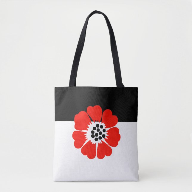 Bolso De Tela Tote con diseño moderno de amapola (Anverso)