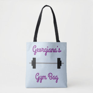 Bolso De Tela Tote con el Barbell + Nombre personalizado +