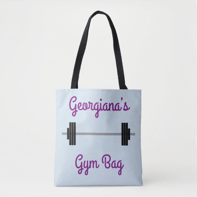 Bolso De Tela Tote con el Barbell + Nombre personalizado + (Anverso)