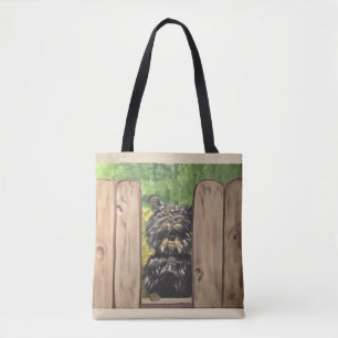 Bolso De Tela Tote con el perro lindo que mira a escondidas