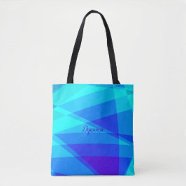 Bolso De Tela Tote Con Formas Geométricas De Color Verde Azul Pú