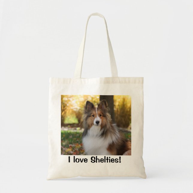 Bolso De Tela Tote con foto de Sheltie (Frente)
