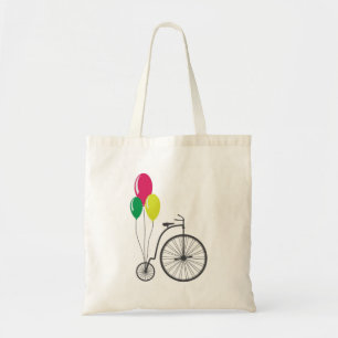 Bolso De Tela tote con la bicicleta retra con los globos