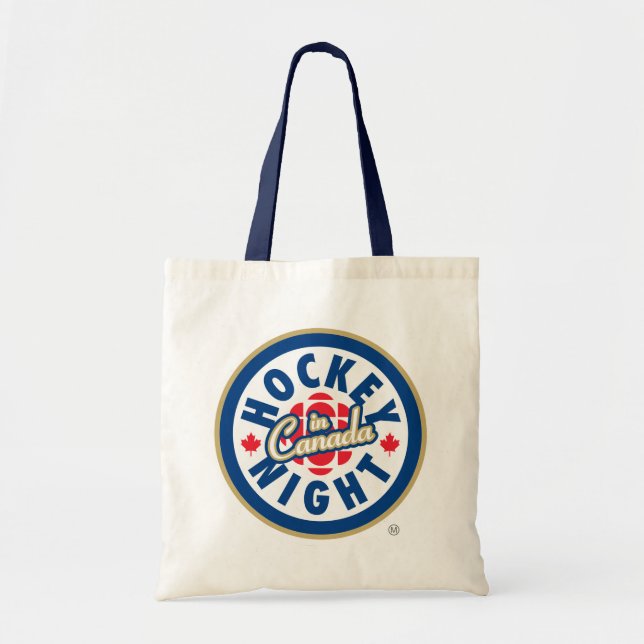 Bolso De Tela Tote con logo de la noche de hockey en Canadá (Frente)