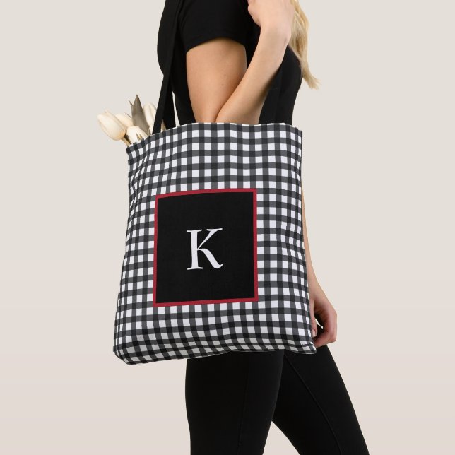 Bolso De Tela Tote con manto de búfalo monograma personalizado (Detalle)