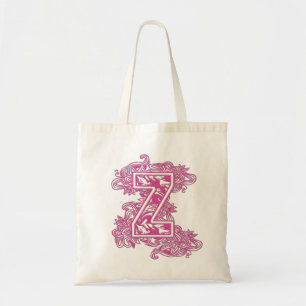 BOLSO DE TELA TOTE CON MONOGRAMA - LETRA ROSADA Z