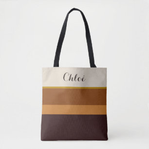 Bolso De Tela Tote con nombre personalizado – Tonos tierra elega
