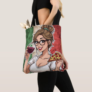 Bolso De Tela Tote con tema italiano