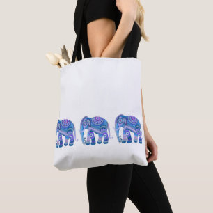 Bolso De Tela TOTE con un elefante azul