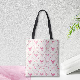 Bolso De Tela Tote Coquette Pink Bow