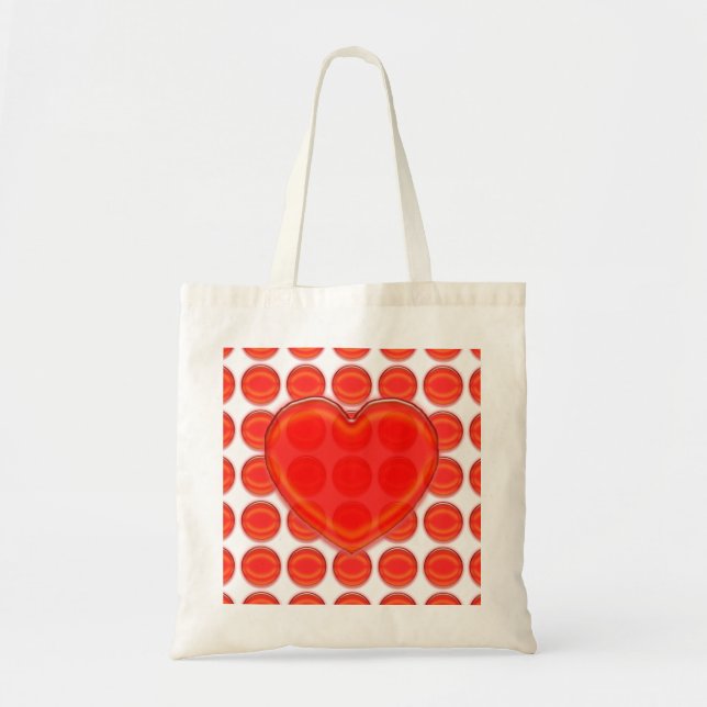 Bolso De Tela Tote - Corazón con puntos rojos (Frente)