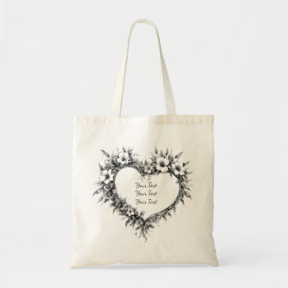 Bolso De Tela Tote Corazón Floral Boho Personalizado