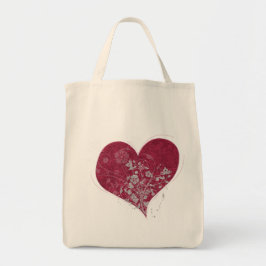 Bolso De Tela Tote Corazón y Flores